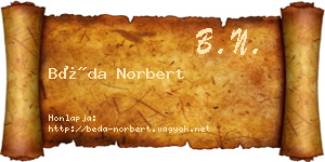 Béda Norbert névjegykártya
